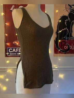 Olive green crochet tank top with side slit size XS from BCBGeneration